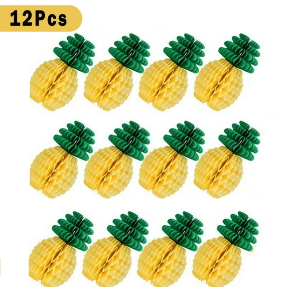 LNKOO 12 Pieces 7.8 Inch Pineapple Honeycomb Centerpieces Pineapple Tissue Paper Centerpieces Table Pineapple Decorations for Hawaiian Luau Party Birthday Wedding Home Favor