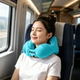 thumbnail image 5 of Press - to - Inflate Inflatable U - Shaped Neck Pillow, Portable Waterproof Travel Support Cushion, Firm Breathable Cozy PVC Material for Travel Office Rest,Light Blue, 5 of 6