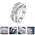 thumbnail image 3 of 1pc Stylish Men Finger Ring Simple Copper Male Ring Couple Wedding Ring (White), 3 of 9
