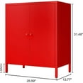 thumbnail image 3 of Small 2 Metal Storage Side Buffet Cabinet for Bed Room,Living Room,Entryway,Hallway,Home,Hotel,Office,Garage,Kitchen,1 Removable Shelf. (Metal Door, Red), 3 of 15