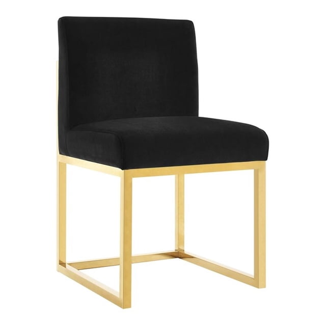 TOV Furniture Haute 20" Transitional Velvet Dining Chair in Black/Brass