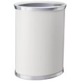 thumbnail image 1 of Sophisticates Cesta De Basura Ovalada De 14 Pulgadas, Color Blanco Con Cromo Cepillado, 1 of 5