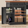 thumbnail image 6 of SEDETA Large L Shaped Desk with 4 Wood Drawers, 67"x 67" Executive Desk with File Drawers & Storage Cabinet, Farmhouse Corner Computer Desk with Power Strip for Home Office, Black & Brown, 6 of 9