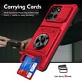 thumbnail image 1 of For Motorola Moto G Play 2025 Phone Case with Finger Ring Holder Kickstand, Card Slots，Heavy Duty Shockproof Rugged Protective Working with Magnetic Car Phone Mount,Red,For Moto G Play 2025, 1 of 7