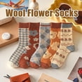 thumbnail image 2 of 5 Pairs Women's Vintage Wool Socks, Super Cozy Thick Winter Hiking Crew Socks, 2 of 7