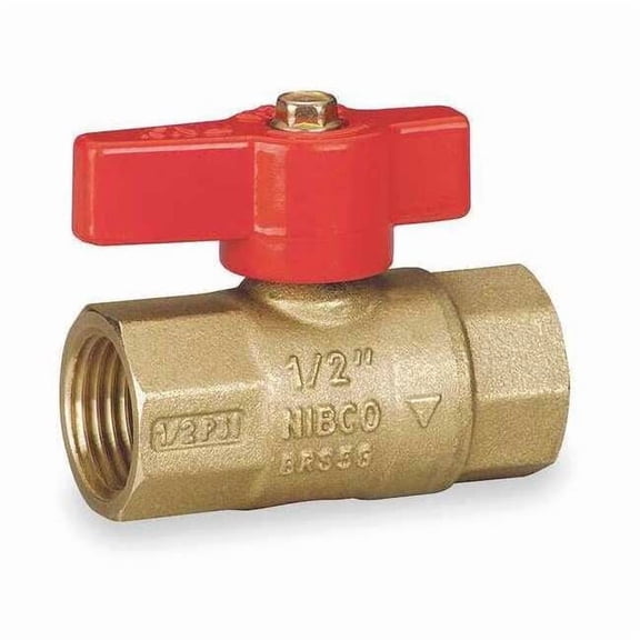 Nibco 1/2" FNPT Brass Gas Ball Valve Inline GB1A