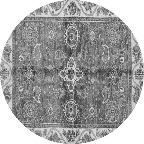 Ahgly Company Indoor Round Oriental Gray Traditional Area Rugs, 7' Round