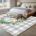 thumbnail image 4 of 8x10 Area Rugs for Living Room, Easter Non Slip Area Rugs for Kitchen Bedroom Entryway, Spring Colorful Eggs Flower Leaf Grey Plaid Checkered Washable Carpet Runner Rug Floor Mats for Bedroom, 4 of 8