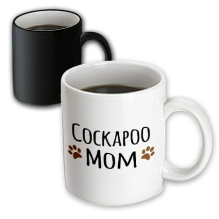 

3dRose Cockapoo Dog Mom - Doggie by breed - brown muddy paw prints love - doggy lover proud mama pet owner - Magic Transforming Mug 11-ounce