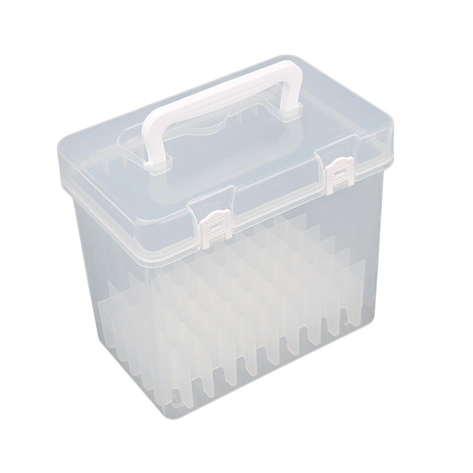 Clear Marker Pens Storage Box Empty Durable Portable with Grids Art Organizer Crafts with Handle for Home Decor 60 Grids