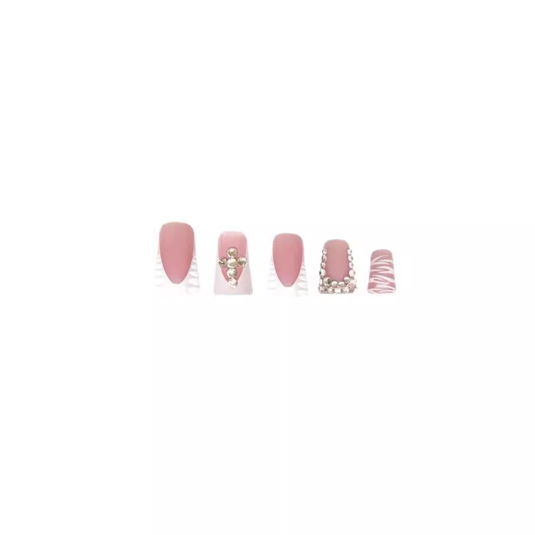 Cross-border explosion European and American French duck mouth type wearing nail point drill cross fake nail removable nail piece wholesale