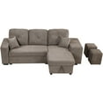 thumbnail image 2 of Canddidliike 104" Reversible L-Shape 3 Seat Sectional Couch, Pull Out Sleeper Sofa with Storage Chaise and 2 Stools for Living Room Furniture Set, Brown, 2 of 11