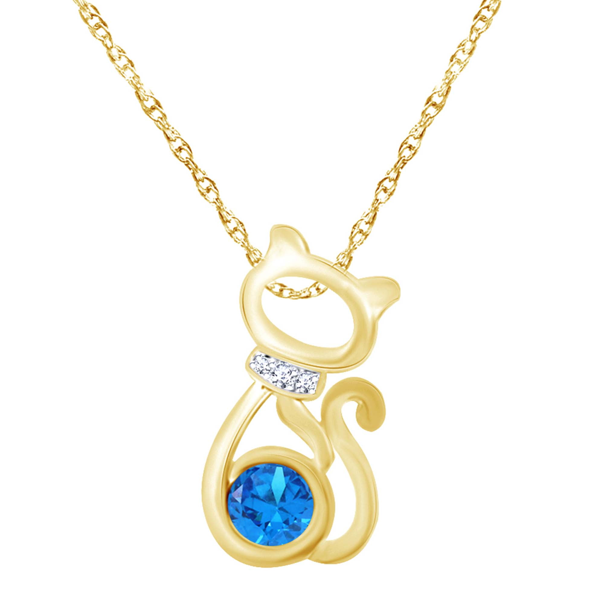 Wishrocks White /& Black CZ Dog Puppy Pendant Necklace in 14K Gold Over Sterling Silver