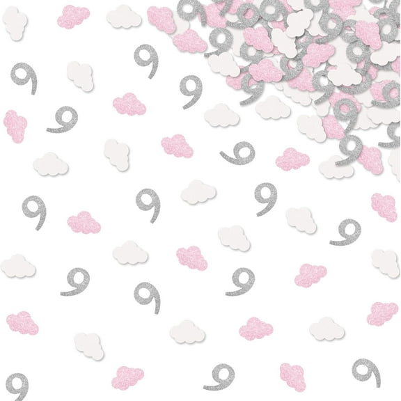 120pcs On Cloud 9 Confetti, Girl 9th Birthday Table Confetti, Pink Glitter Number 9 Table Scatter, Cheers to 9 Years Birthday/Anniversary Party Decoration