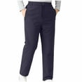 thumbnail image 5 of Men's Classic Fit Winter Warm Sherpa Lined Thermal Elastic Waist Casual Pants Long Pants Navy, 5 of 9