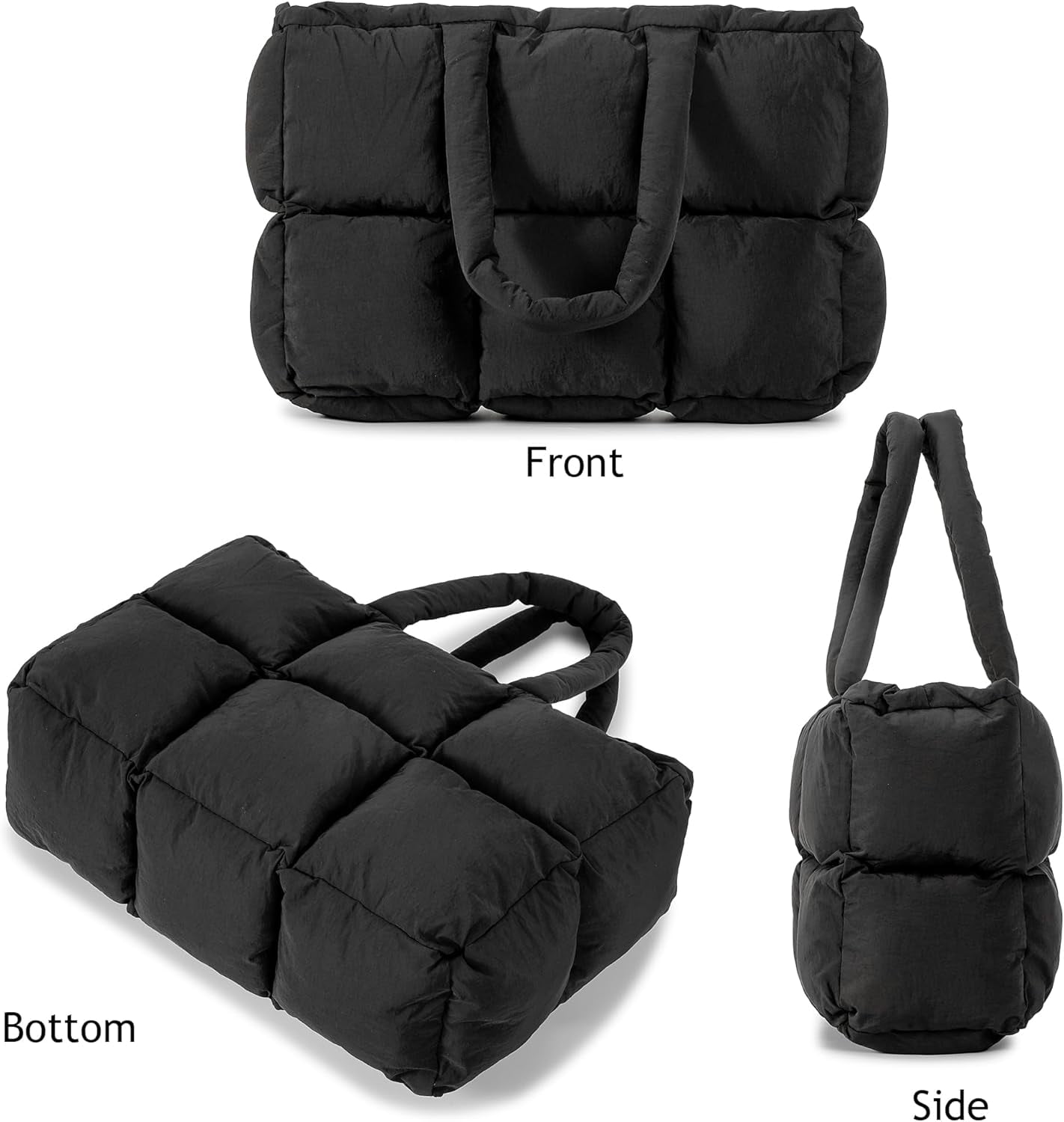 JennyShop Large Capacity Fashion Quilted Puffy Handbag, Herald Puffer Tote Bag for Women, Lightweight Satchel Purse for Working Travelling Gym Shopping