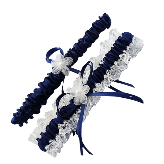 BESTYASH 1Pair Blue Bowknot Belt Decorative Sock Garters Adjustable Stockings Leg Ring for Wedding and Dance