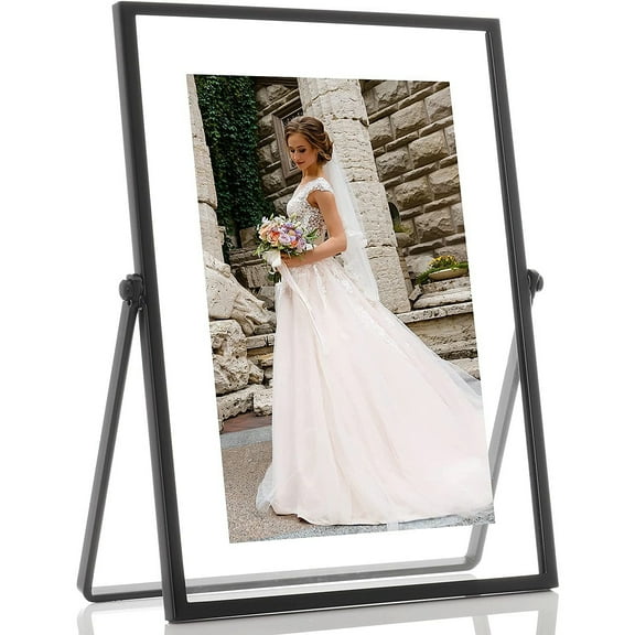 4x6 Black Metal Easel Float Picture Frame