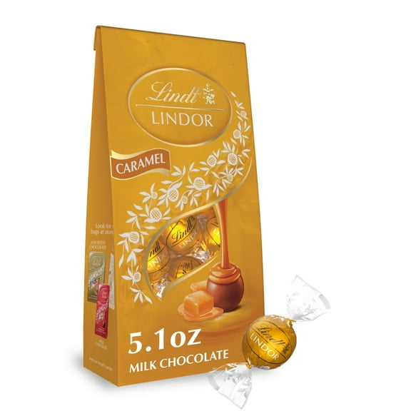 Lindt LINDOR Caramel Milk Chocolate Candy Truffles Bag
