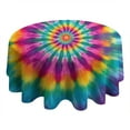 thumbnail image 4 of Rainbow Tie Dye Radial Pattern Round Tablecloth 60"x60",Wrinkle Wipeable Table Cloth for Kitchen Dining Room Picnic Patio Party, 4 of 6