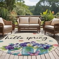 thumbnail image 5 of Hello Spring 6ft Round Rugs, Pastoral Purple Bottle Floral Rustic Burlap Washable Non-Slip Area Rugs for Living Room Bedroom Kitchen, Soft Low Pile Dining Room Kicthen Circle Carpet, Indoor Floor Rug, 5 of 9