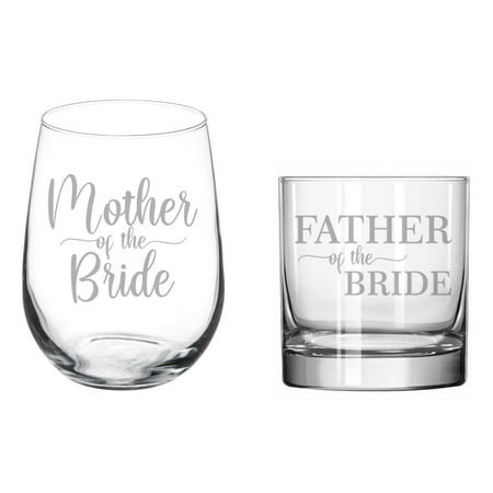 Set of 2 Glasses Stemless WINE & ROCKS Whiskey Gift Mother Of The Bride & Father Of The Bride Set of 2 Glasses Stemless WINE & ROCKS Whiskey Gift Mother Of The Bride & Father Of The Bride