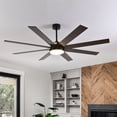 thumbnail image 6 of Electric Fans 72" Ceiling Fan with Light, 6-Speed Remote Control, Reversible DC Motor, Modern 8 Blades with 6"/12"/19.5" Downrods for Home or Commercial Black/Walnut,Ceiling Fans, 6 of 16