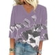 thumbnail image 1 of camisa de mujer blusa camisas sueltas casuales manga 3/4 estampado cuello en v tops estampados camisetas camiseta púrpura / 2xl, 1 of 5