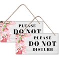 thumbnail image 2 of 2 Sets Do Not Disturb Wood Hanging Sign Plaque White Slogan Sign Rectangle Front Door Sign Flower Pattern Hanging Board for House Porch Yard Bedroom Door Decoration About 11.8x5.9inch, 2 of 9