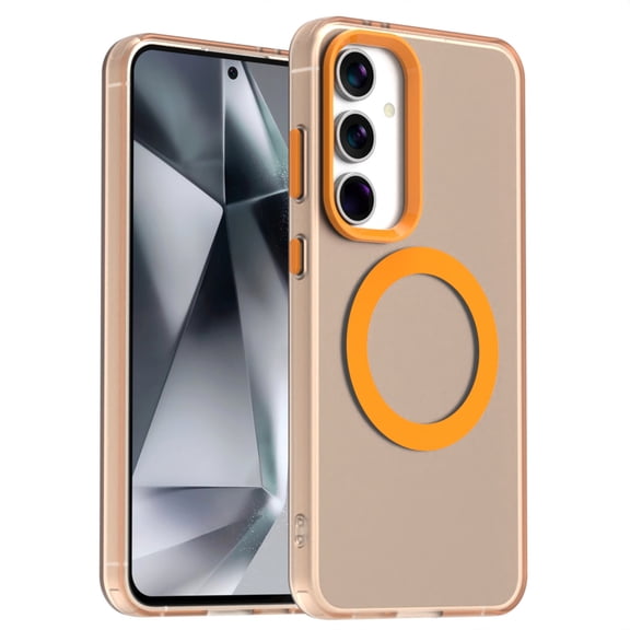 Magnetic Case for Samsung Galaxy S25 Edge, Compatible with MagSafe, Military Grade Drop Protection, Slim Matte Translucent Hard PC Back with Soft TPU Bumper Anti-Scratch Phone Cover,Orange