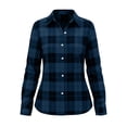 thumbnail image 7 of CBASIHI Womens Long Sleeve Plaid Button Down Shirts- Casual Trendy Loose Fit Collared Fall Flannel Shacket Jacket Dark Blue Size L, 7 of 7