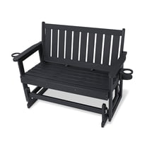 Mosbrisa Poly Lumber Patio Glider, HIPS Material Weather-Resistant Swing Bench for Outdoor Porch Garden (Black, 2-Seater)