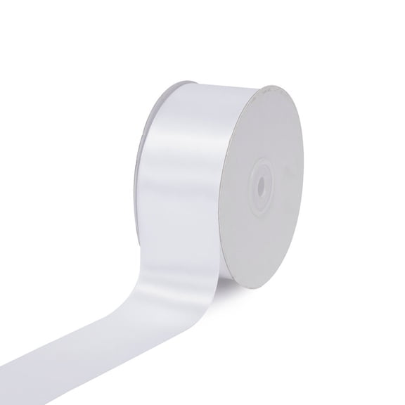 2" Inch Single Face Satin Ribbon, 50 yd, White Roll