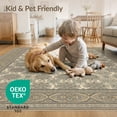 thumbnail image 4 of ODIKA 8'x10' Washable Area Rug Non-Slip Chair-Friendly Mat Beige Dining Faded Interlocking Traditional Ornamental Cover for Dining Room, Large Office, Lounge, 4 of 7