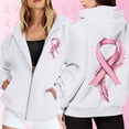 thumbnail image 2 of Shadoumai Womens Breast Cancer Awareness Hoodies Full Zip Up Jacket Ribbon Graphic Oversized Sweatshirt Jackets Fall Winter Clothes, 2 of 6