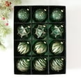 thumbnail image 2 of 12PCS Green and Gold Rustic Christmas Ball Ornaments, 3.14" Vintage Shatterproof Xmas Tree Decorations, Large Neutral Farmhouse Christmas Ornaments Set,Luxury Holiday Balls for Tree, Home Decor (A), 2 of 3