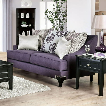 Transitional Fabric Upholstery Loveseat in Purple Sisseton Furniture of America
