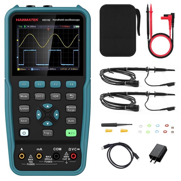 Osciloscopio digital portátil HANMATEK HO102 100 MHz 2 canales