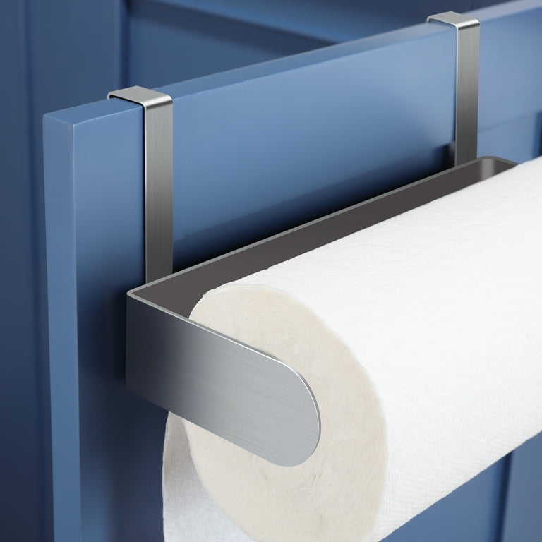 YIGII Paper Towel Holder Over Cabinet Door Hanging Kitchen Cabinet Paper  Towel Roll Holder - Over The Door & Inside Cabinet, Stainless Steel 