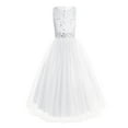 thumbnail image 3 of TiaoBug Flower Girl Sequined Lace Dress Sleeveless Wedding Bridesmaid Gowns Pageant Party Wear White 16, 3 of 4