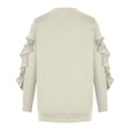 thumbnail image 4 of Hfyihgf Womens Crewneck Sweatshirts Long Sleeve Casual Tops with Ruffle Sleeve Fall Winter Clothes Soft Trendy Pullover Shirts(Khaki,M), 4 of 4
