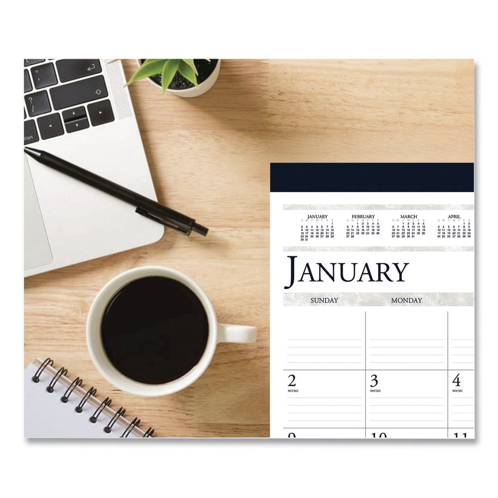 24 in. x 19 in. 12-Month (Jan to Dec) 2026 Executive Monthly Desk Pad Calendar - White/Blue Sheets/Blue Corners