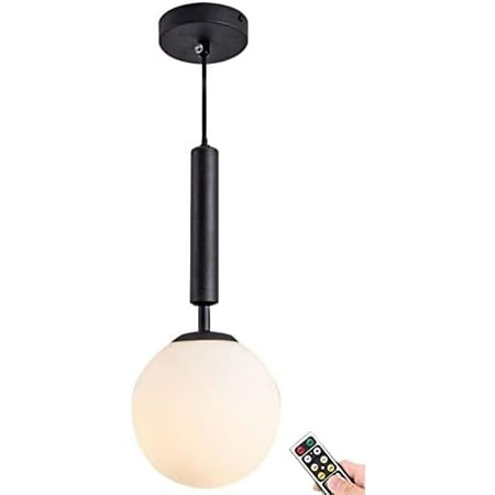 

Not Hardwired Battery Operated Pendant Light Wireless Battery Powered Ceiling Pendant Lighting Mid Century White Globe Adjustable Chandelier for Island Kitchen Dining Room Bedroom Bar Livin