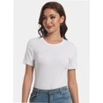 thumbnail image 7 of Women's Crew Neck Ribbed Fitted Shirt Basic Short Sleeves Summer T Shirt Tops, 7 of 7