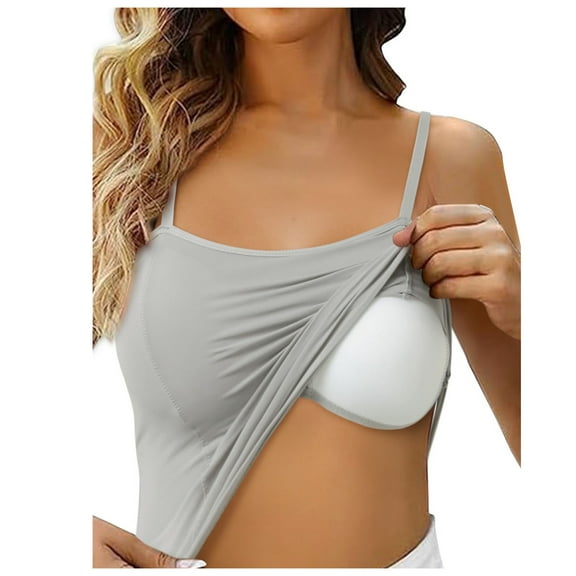 SHITINN Active Crop Women Lace Shelf Bra Camisoles Adjustable Spaghetti Strap Tank Tops Basic Layer