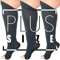 (3 Pairs)Made in USA - Plus Size Compression Socks 15-20mmHg - Black, 3XL