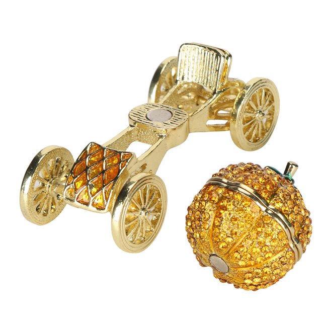 Caja de baratija de calabaza, cofres de joyería Caja de joyería Carro de carruaje de aleación de zinc antiguo para Acción de Gracias Día de la madre, ,Pumpkin Cart Ornament Pumpkin Cart Statue Pumpkin