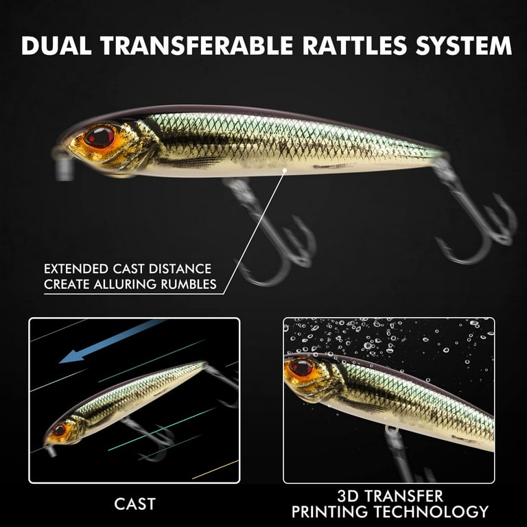 Fishing Lures for Bass Trout, Multi Jointed Swimbaits, Pencil Fishing Lures  with VMC/BKK Hooks, Lifelike Top Water Bass Lures Kit, Long-Cast Topwater  Fishing Lures Freshwater or Saltwater 