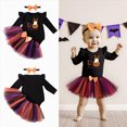 thumbnail image 2 of HCNTES Baby Girl Clothes Baby Girls Halloween Outfits 3 Piece Set Cute Pumpkin Outfit Long Sleeve Romper Tutu Skirt Headband Party Wear For Autumn Winter Clothes, 2 of 8