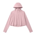 thumbnail image 6 of Sexlip Women Full Face Cover Hooded Sun Protection Jacket Full Zip Long Sleeve Cropped Ice Silk Lightweight Breathable Outdoor Cycling Fishing Outer Coat With Thumb Holes Pink Free Size, 6 of 6